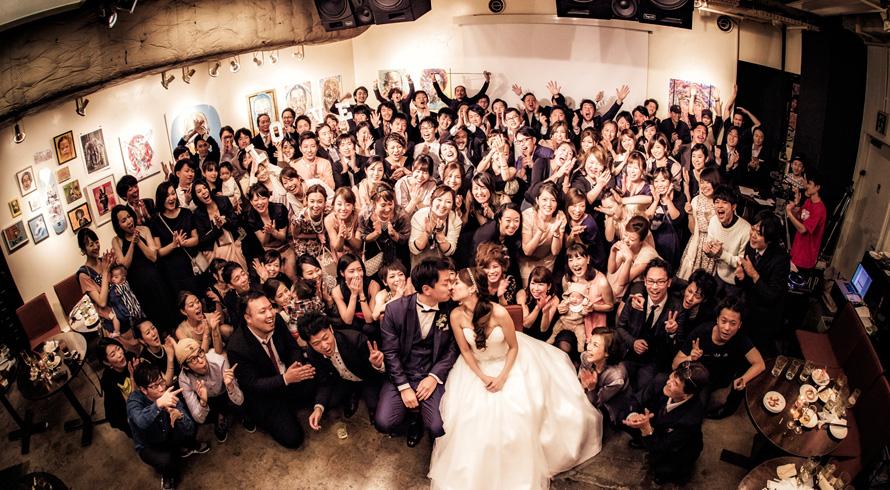 結婚式2次会 撮り下ろし集合写真 ブライダルフォト ウエディングフォト 結婚式写真フォトフォリー