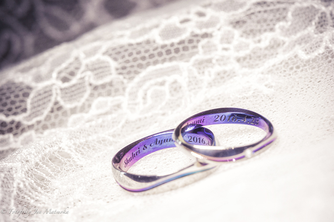 リストランテASOウエディングフォトベール＆リング。新郎新婦様のこだわりの結婚指輪です。