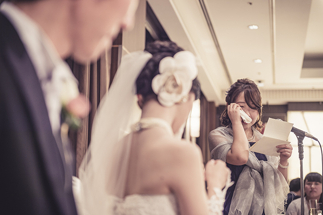 ホテルニューオータニ 披露宴 スピーチ感動シーン ブライダルフォト ウエディングフォト 結婚式写真