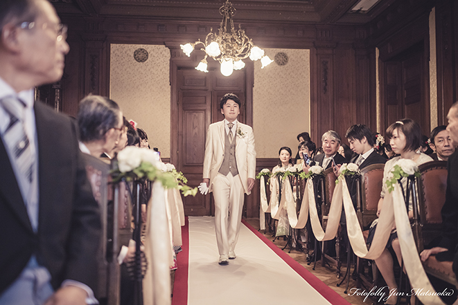 グランドプリンス高輪貴賓館 挙式新郎入場ブライダルフォト ウエディングフォト 結婚式写真