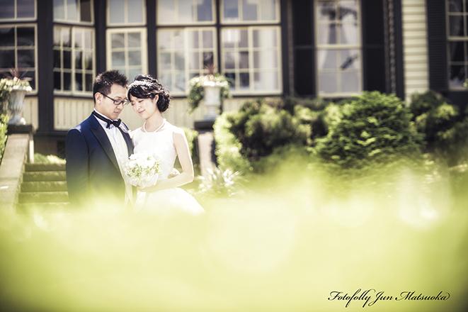 結婚式前撮り　横浜での前撮り　ブライダルフォト　イタリア山庭園　グリーンと
