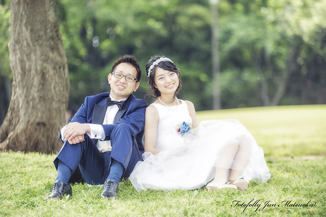 結婚式前撮り　横浜での前撮り　ブライダルフォト　根岸森林公園　木の下