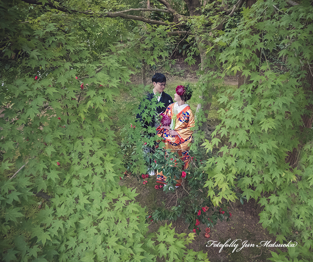 鎌倉フォトウエディング　鎌倉で結婚式前撮り　浄智寺　新緑