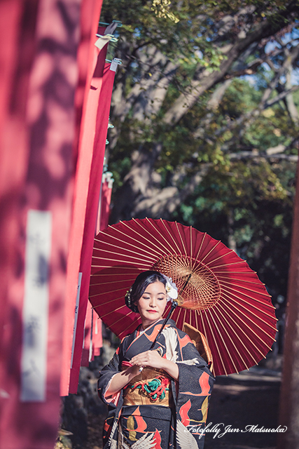 成人式フォトスタジオ　茅ヶ崎　着物もレンタルできるフォトスタジオ　着物持ち込み　写真撮影付き 鎌倉神社にて