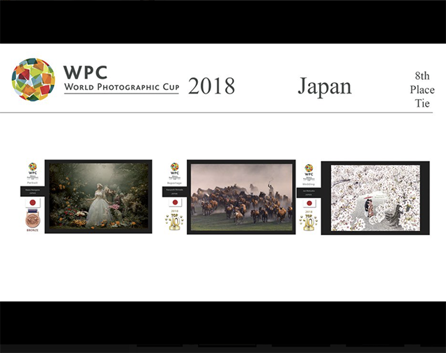 wpcシドニー大会8位タイ　日本チームの3作品です。左から、見事銅メダル、ポートレート部門Haseoさん。真ん中はルポルタージュ部門の霜田一良さん。右、松岡潤です。