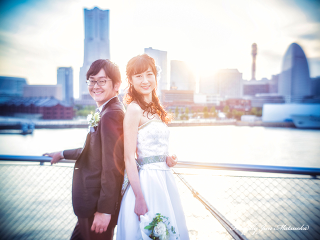 ウエディングドレス前撮り　フォトウエディング　写真だけの結婚式　大桟橋で前撮り　横浜で前撮り　大桟橋にて