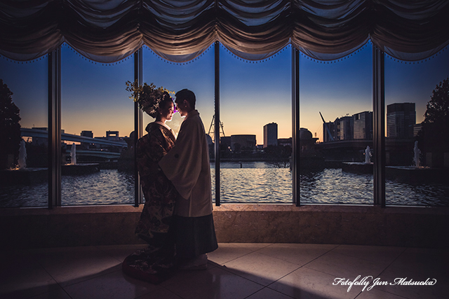 東京ベイコートクラブ　持ち込みカメラマン　ベイコートクラブ結婚式　ウエディングフォト　ベイコートクラブ内ロケーションフォト　シルエット