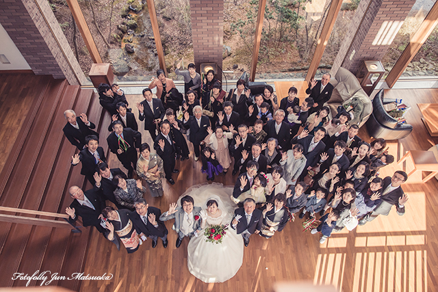 ハーベストクラブ旧軽井沢ウエディングフォト ブライダルフォト 結婚式写真 挙式後撮り下ろし集合写真