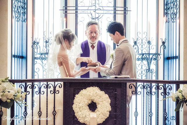 ヴィラデマリアージュ長野ウエディングフォト ブライダルフォト 結婚式写真 挙式指輪交換別アングル
